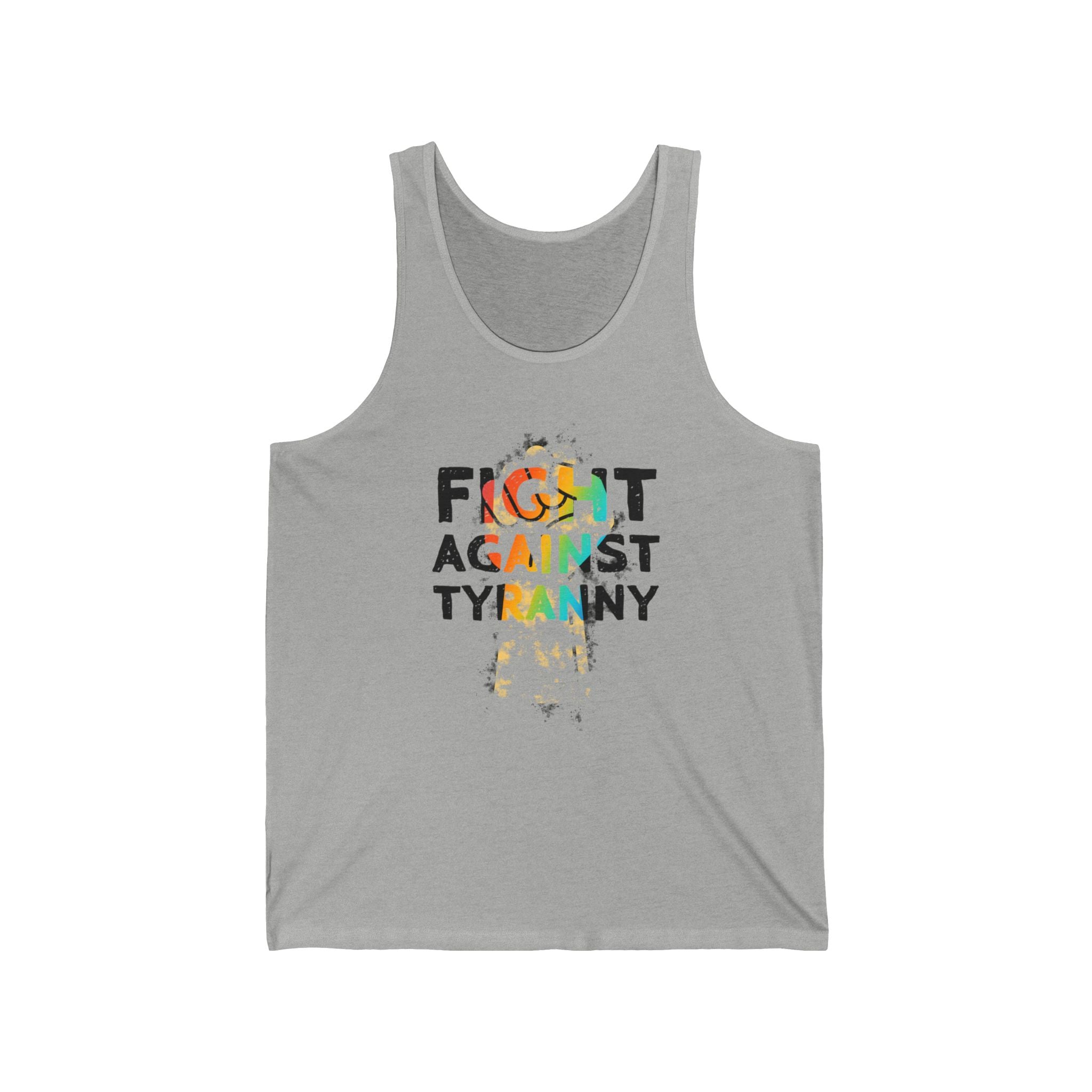 Fight Against Tyranny Rainbow Pride Grey Heather Tank Top